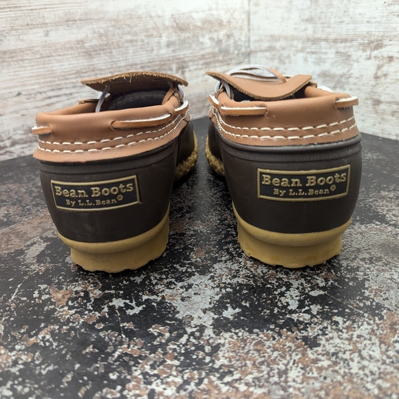Mens L.L. Bean Duck Boots Sz 8 W Wide Used Brown Leather Muck Rubber Moc 2 - Picture 8 of 11